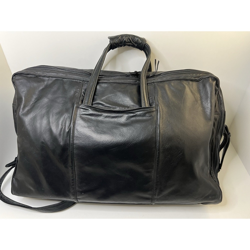 Vintage Stuart Kern America Leather Duffel Bag Black Large LA YULO Private Club - Picture 7 of 16